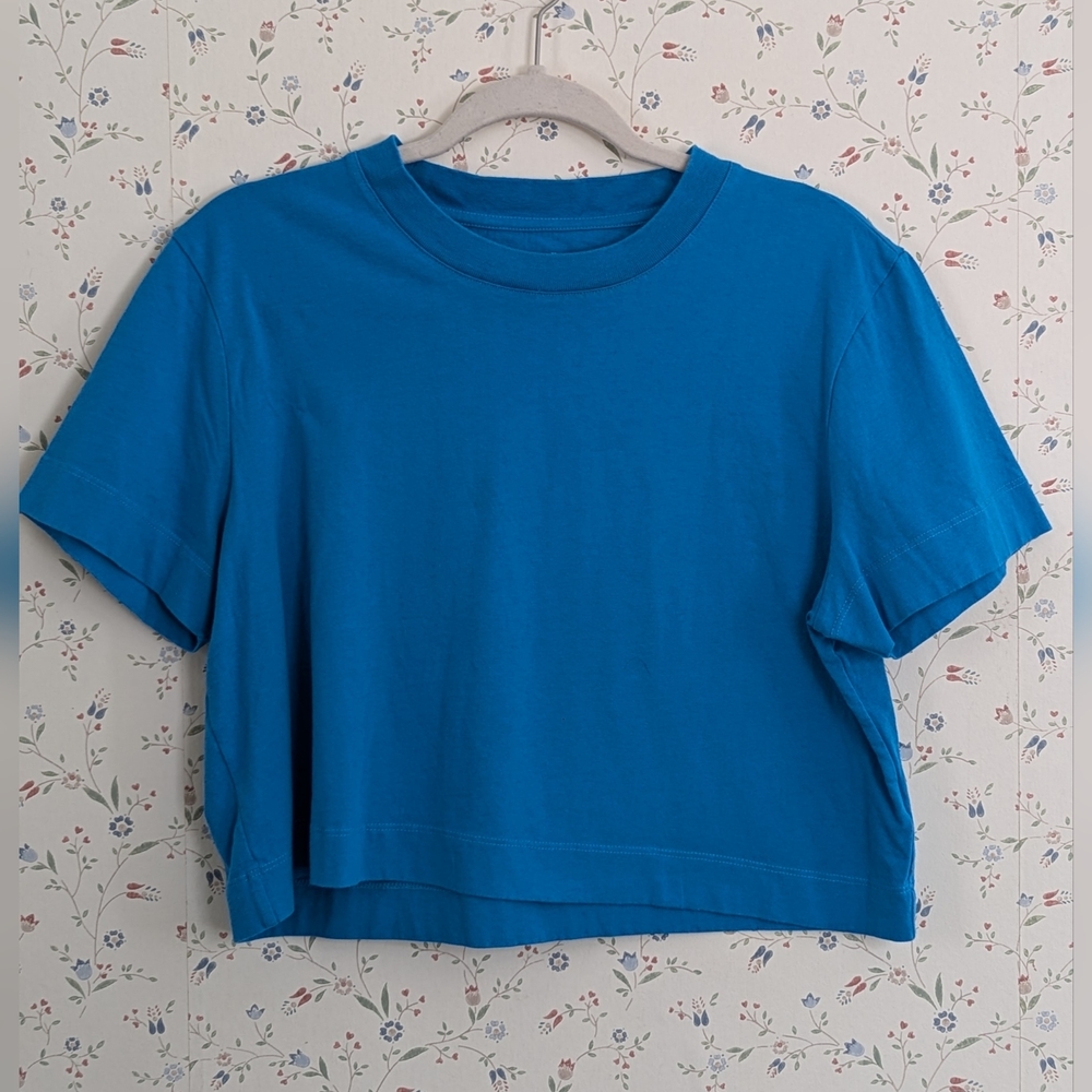 🩵 💙 Twik XL Cropped T shirt Boxy Organic Cotton Casual Dark Turquoise